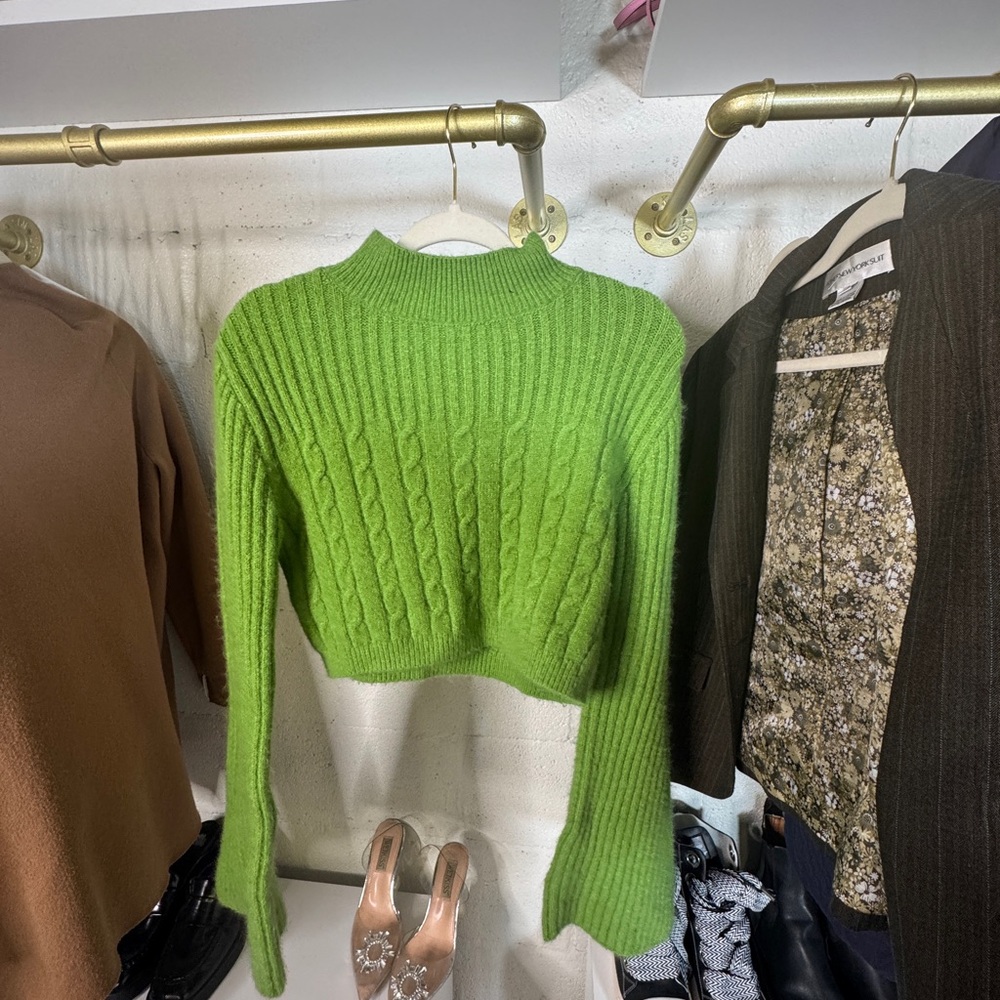 Green Cable Knit Women's Sweater